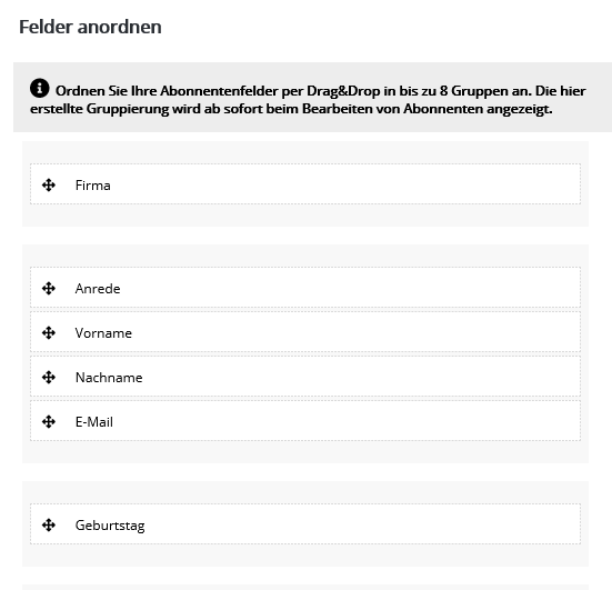 Abonnentenfelder anordnen in psbrands